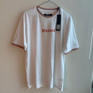 Fashion Nova White Tee with Red 'Blessed' Print